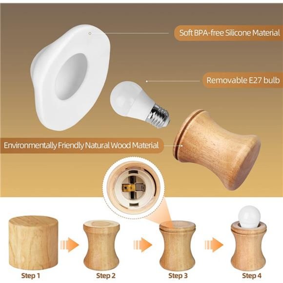 Light up Your Room Wooden Mushroom Lamp -16 Color Changing & Dimmable Mushroom - Picture 5 of 6